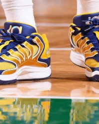 开云体育官网-西亚卡姆穿着蓝金色KD18，空砍32分10篮板4助攻